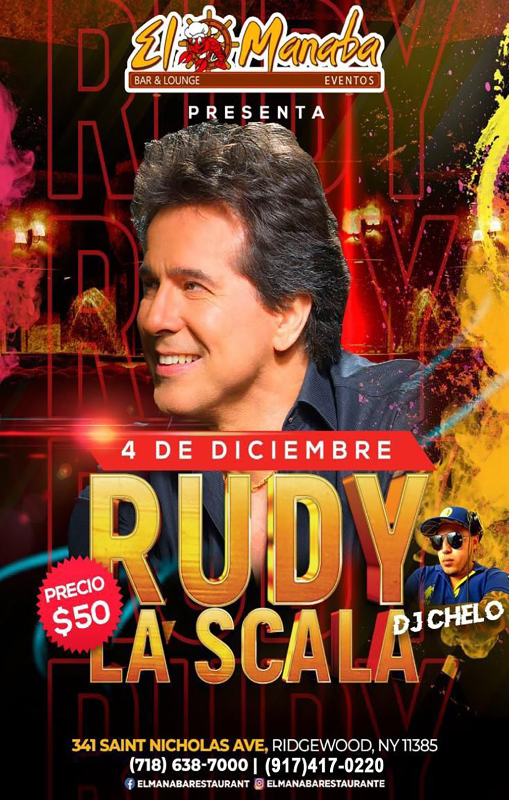 flyer concierto de despedida Rudy La Scala diseñado por Mayorking Design